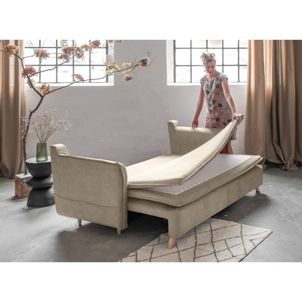 Bež baršunasti sklopiva sofa 225 cm Charming Charlie – Miuform-image-4