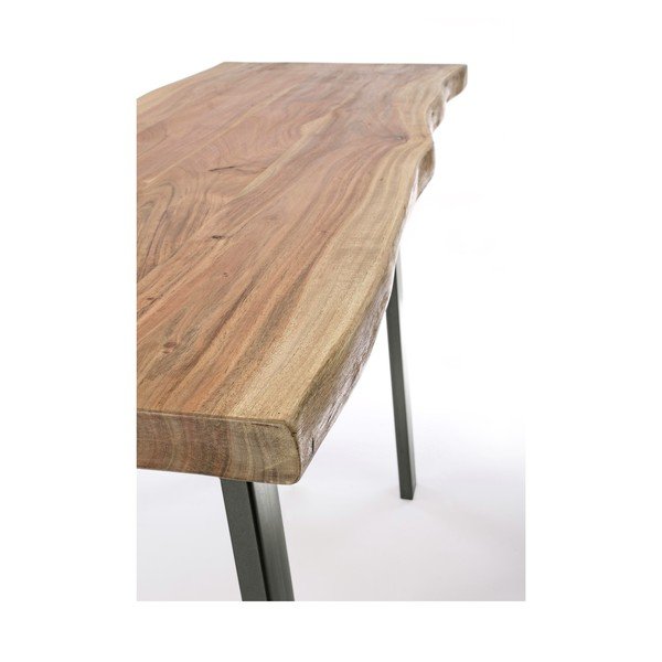 Crni/u prirodnoj boji pomoćni stol s pločom stola od bagrema 45x130 cm Aron – Bizzotto-image-4