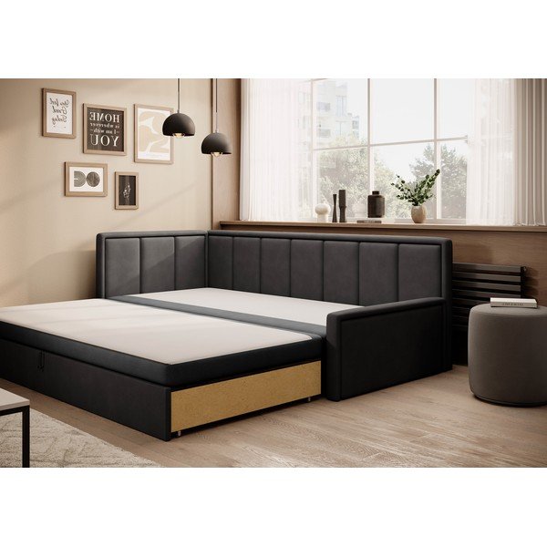 Tamno siva sklopiva/s prostorom za odlaganje sofa od šenila 214 cm Fulgeo – ELTAP-image-2