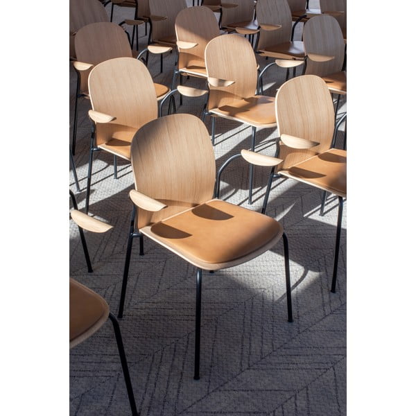 Konjak smeđe/u prirodnoj boji blagovaonske stolice u setu s naslonima za ruke/sklopive 2 kom u dekoru hrasta Book – Gazzda-image-4