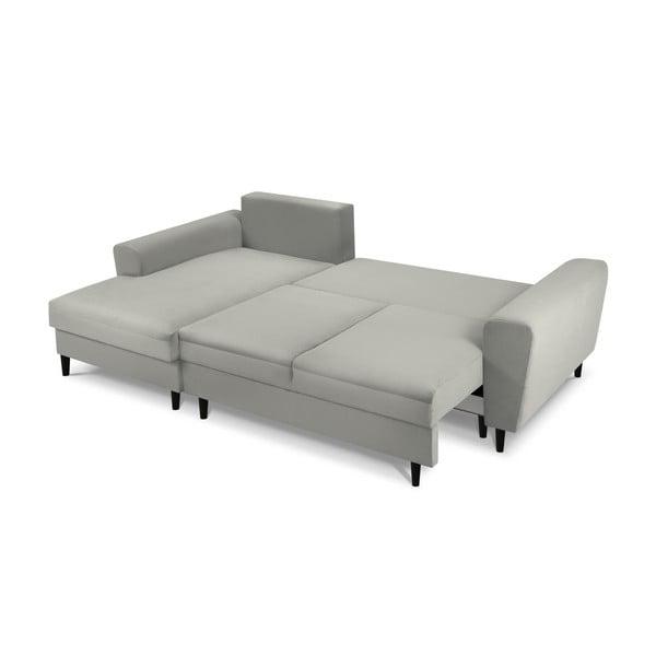 Svijetlo siva sklopiva/s prostorom za odlaganje kutna garnitura od samta (s lijevim kutom/s ležaljkom) Kyoto – Cosmopolitan Design-image-2