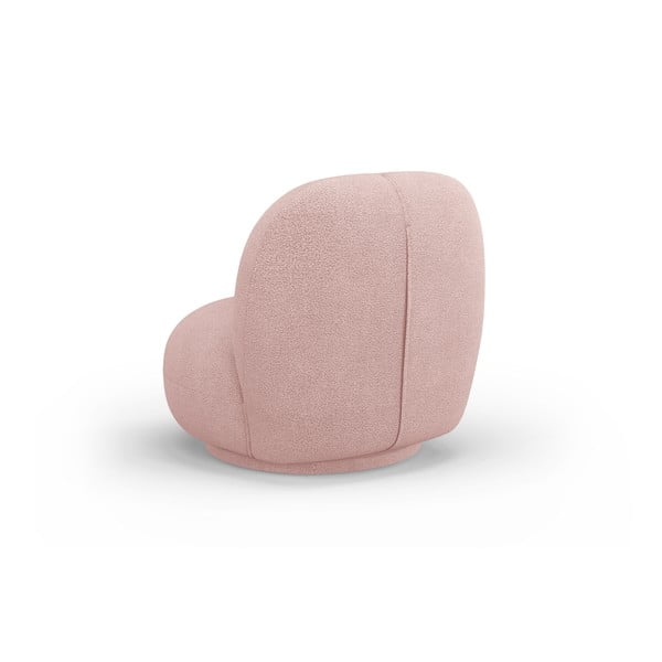 Svijetlo ružičasta fotelja od bouclé tkanine Chuck – Micadoni Home-image-3