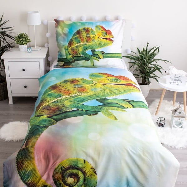 Zelena pamučna dječja posteljina sa svjetlećim efektom za krevet za jednu osobu 140x200 cm Chameleon – Jerry Fabrics-image-1