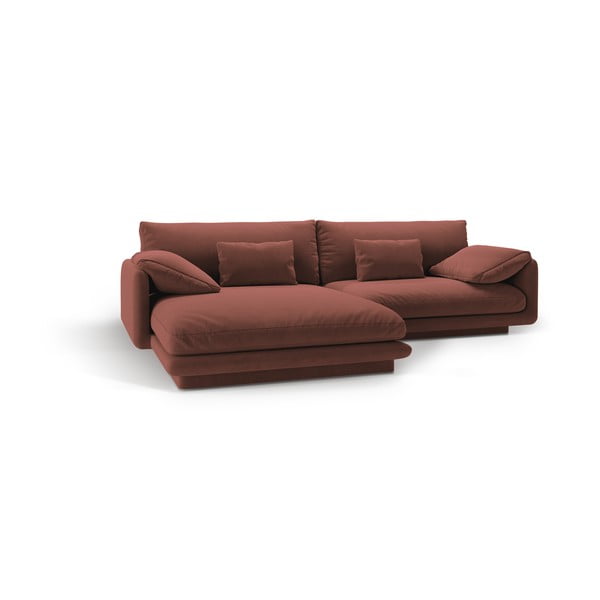 Ružičasta baršunasti kutna garnitura (s lijevim kutom/s ležaljkom) Torino – Micadoni -image-2