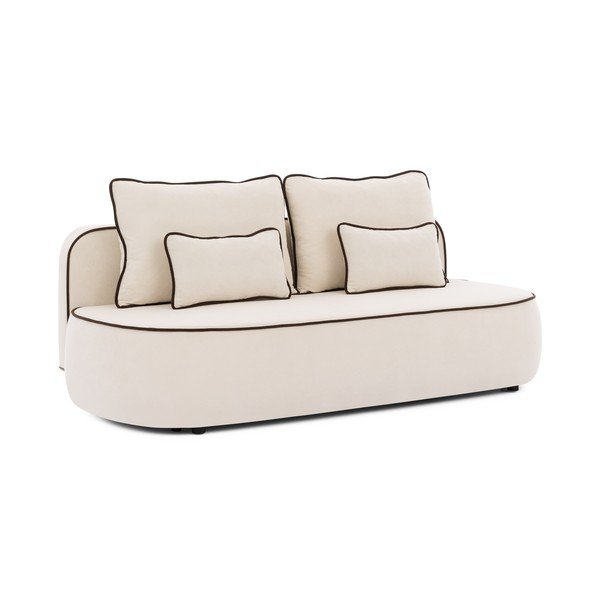 Smeđa/krem baršunasti sklopiva/s prostorom za odlaganje sofa 210 cm Saga – Ropez