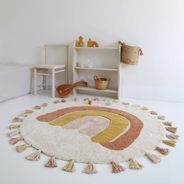 Ciglasti/krem periv/ručno rađen pamučan dječji tepih ø110 cm Rainbow Toffee – Nattiot-image-3
