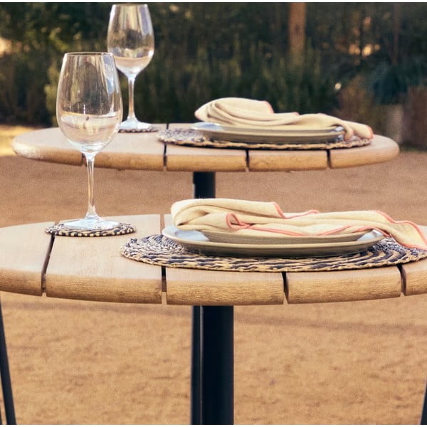 Crni/u prirodnoj boji okrugli stolić za kavu s pločom stola od bagrema ø 43 cm Saura – Kave Home-image-1