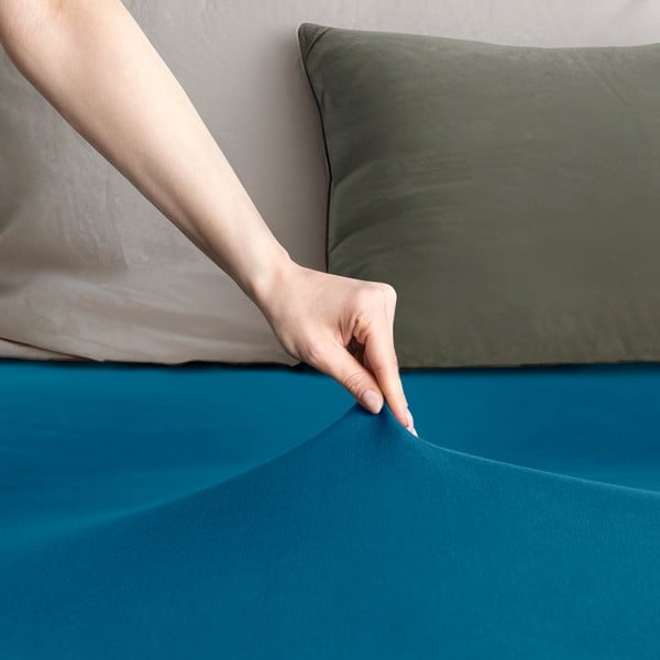 Petrolej zelena plahta s gumom od jeseya 180x200 cm Amber – Restilo-image-1