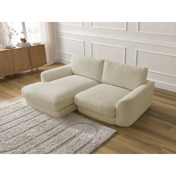 Bež kutna garnitura od bouclé tkanine (s lijevim kutom/s ležaljkom) Leonore – Bobochic Paris-image-3