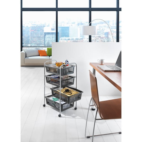 Tamno sivi/u srebrnoj boji regal na kotačima 46x78 cm – Metaltex-image-1