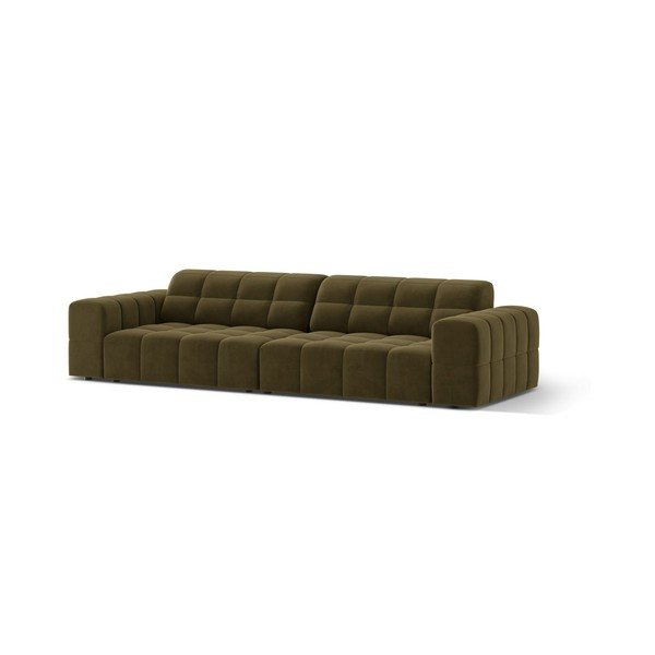Kaki zelena baršunasti sofa 252 cm Chicago – Cosmopolitan Design-image-1