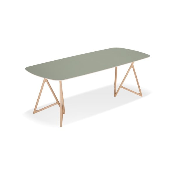 Blagovaonski stol od punog hrasta sa zelenom pločom Gazzda Koza, 220 x 90 cm