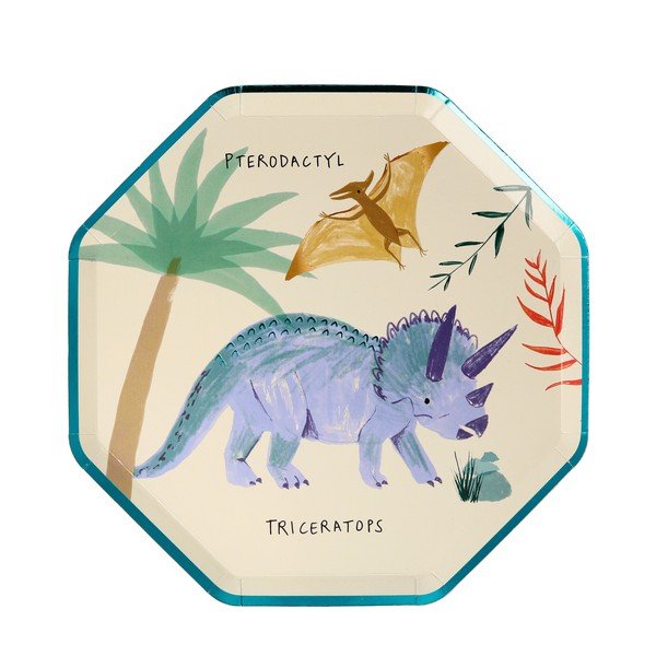 Papirnati jednokratni tanjuri u setu 8 kom Dinosaur Kingdom – Meri Meri-image-3