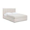 Bež tapecirani bračni krevet s podnicom i prostorom za odlaganje 180x200 cm Thessa Bold Line – Bonami Selection