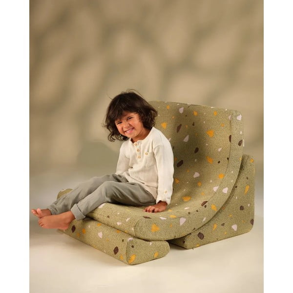 Zelena dječja fotelja od bouclé tkanine/od šenila Terrazzo Moon – Wigiwama-image-2
