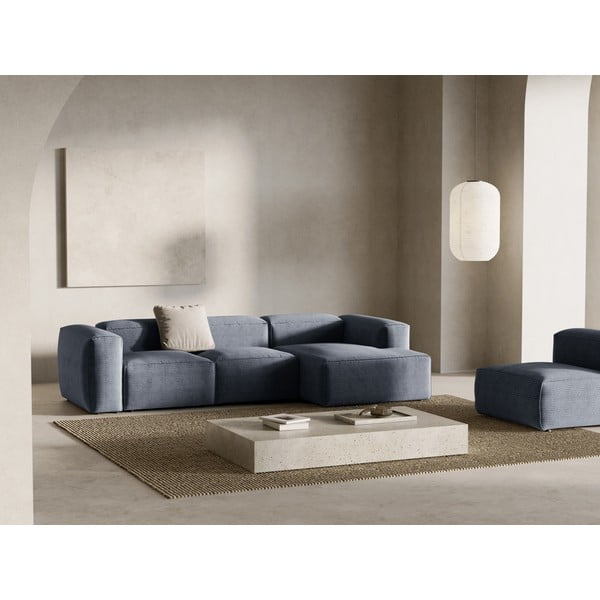 Prljavo plava kutna garnitura od samta (s desnim kutom/s ležaljkom) Bergamo – Cosmopolitan Design-image-1