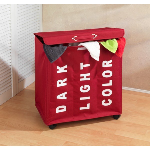 Crvena korpa za veš s 3 odjeljka Wenkoo Trivio, 117,6 l-image-1