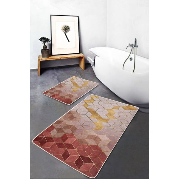 Ružičaste od samta kupaonske prostirke u setu 2 kom 60x100 cm – Mila Home-image-2