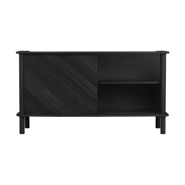 Crna vitrina od punog hrasta s kliznim vratima 135x73,5x48 cm Italic – UMAGE-image-1