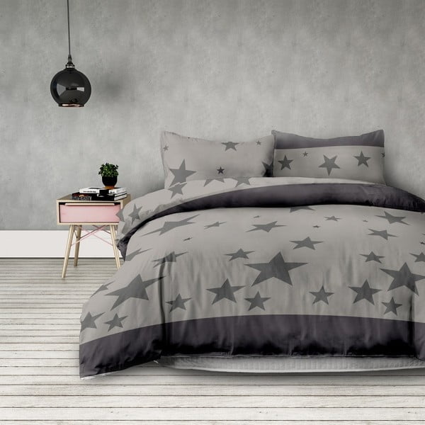 Siva posteljina od mikrovlakana AmeliaHome Stardust, 200 x 220 cm