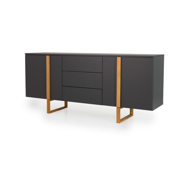 Antracit siva komoda s hrastovim nogama Tenzo Birka, 177 x 78 cm-image-2