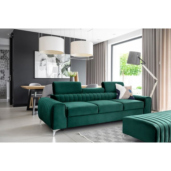 Zelena baršunasti sklopiva sofa 261 cm Laurence – ELTAP-image-1