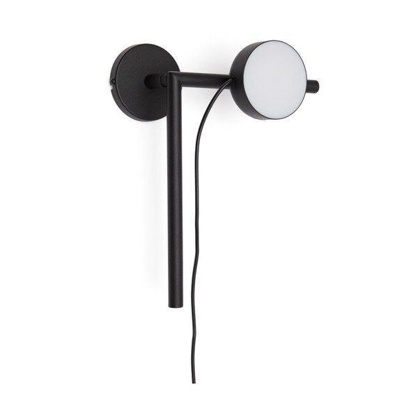 Crna metalna LED zidna lampa s mogućnosti zatamnjivanja s utikačem Orey – Kave Home