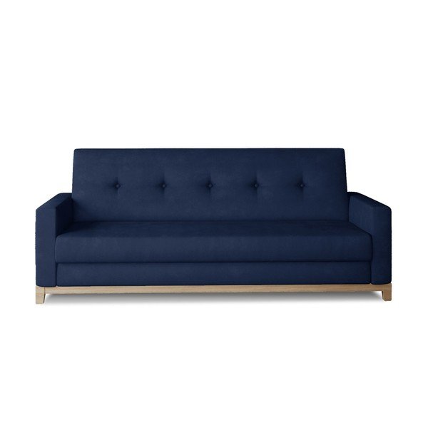 Tamno plava baršunasti sklopiva/s prostorom za odlaganje sofa 216 cm Selene – ELTAP