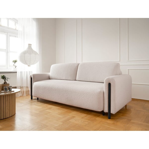 Bež/krem sklopiva/s prostorom za odlaganje sofa od bouclé tkanine 244 cm Arcadova – ELTAP-image-3