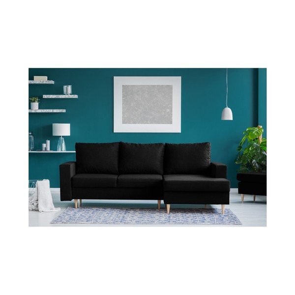 Crni kutni kauč na razvlačenje s ležaljkom na desnoj strani Mazzini Sofas Iris-image-2