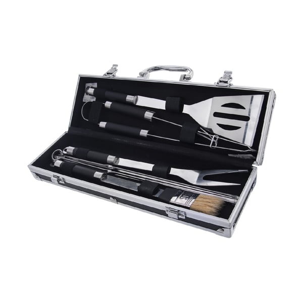 Set od 8 alata za roštiljanje od nehrđajućeg čelika i kutije za roštilj Orion