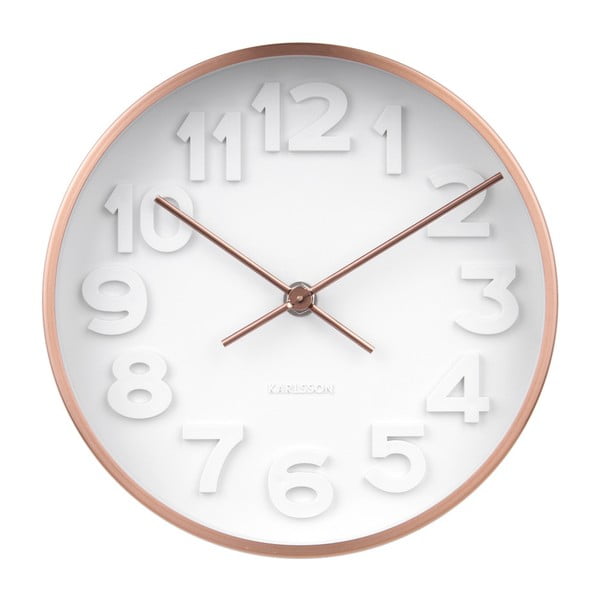 Zidni sat s detaljima u bakrenoj boji Karlsson Stout, ⌀ 22 cm