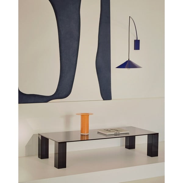 Tamno sivi stakleni stolić za kavu 60x140 cm Adularia – Kave Home-image-1