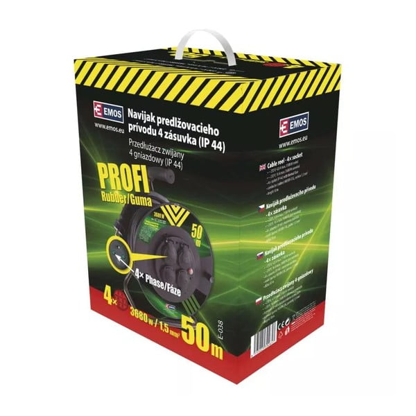 Crni produžni kabel na bubnju sa 4 utičnice 50 m - EMOS-image-1