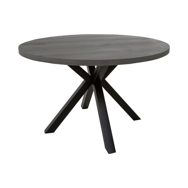 Sivi okrugli stol za blagovanje s crnim nogama Canett Maison, ø 120 cm