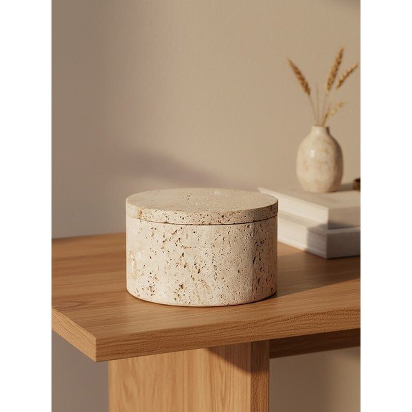 Dekorativna kamena kutija za pohranu u prirodnoj boji ø 14x8 cm Tibor – Premier Housewares-image-1