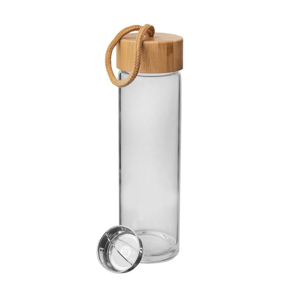 Staklena boca za vodu s poklopcem od bambusa Orion, 500 ml-image-3