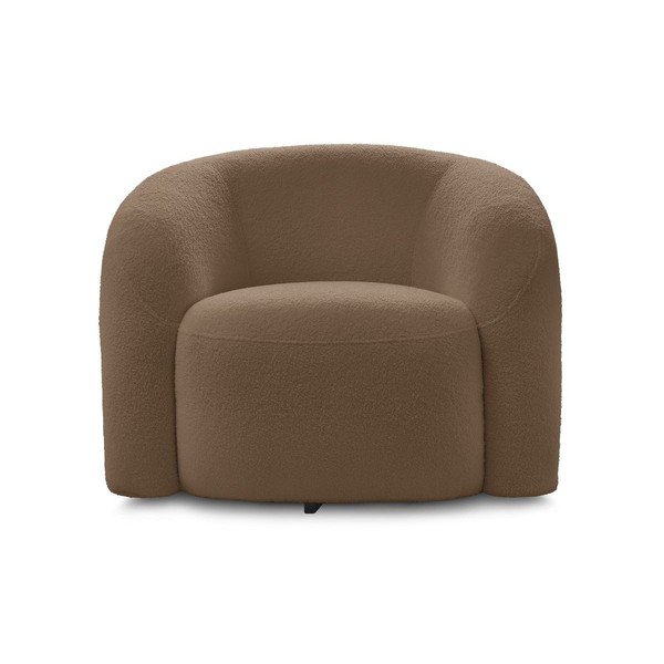 Smeđa okretna fotelja od bouclé tkanine Elina – Bobochic Paris-image-2