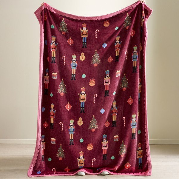 Bordo/ružičasta deka s božićnim motivom 170x130 cm Christmas Nutcracker – Catherine Lansfield-image-2