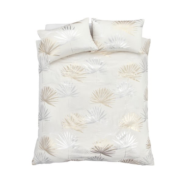 Krem posteljina za bračni krevet 200x200 cm Luxe Palm – Catherine Lansfield