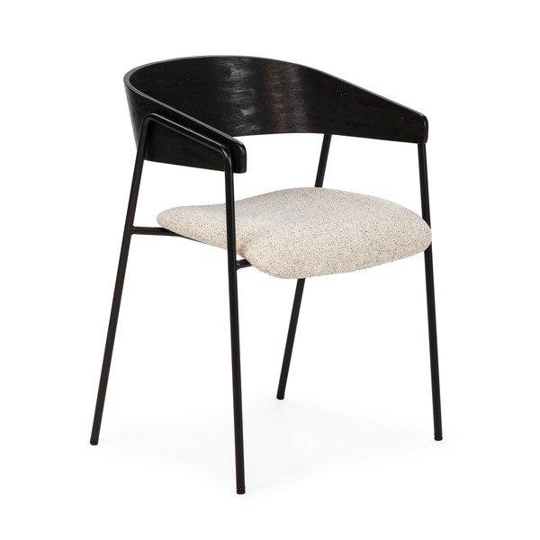 Crne/bež podstavljene blagovaonske stolice u setu s naslonima za ruke 2 kom Cora – MOME