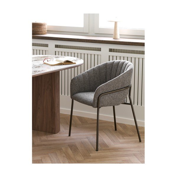 Siva željezna blagovaonska stolica s naslonima za ruke Costa – House Nordic-image-1