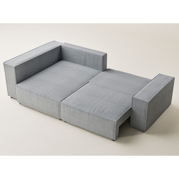 Siva sklopiva/s prostorom za odlaganje kutna garnitura od samta (s lijevim kutom/u obliku slova L) Tonga – Maison de Rêve-image-3