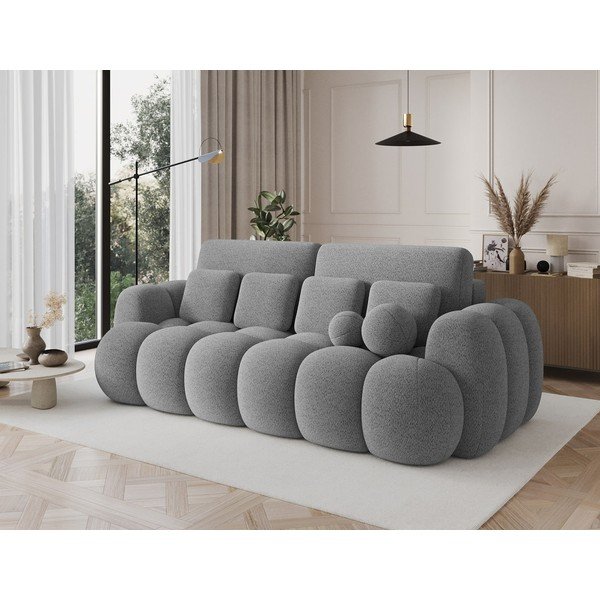 Siva sklopiva sofa od bouclé tkanine 256 cm Cotonn – ELTAP-image-3