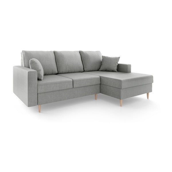 Sivi kauč na razvlačenje s prostorom za odlaganje Mazzini Sofas Aubrieta, desni kut