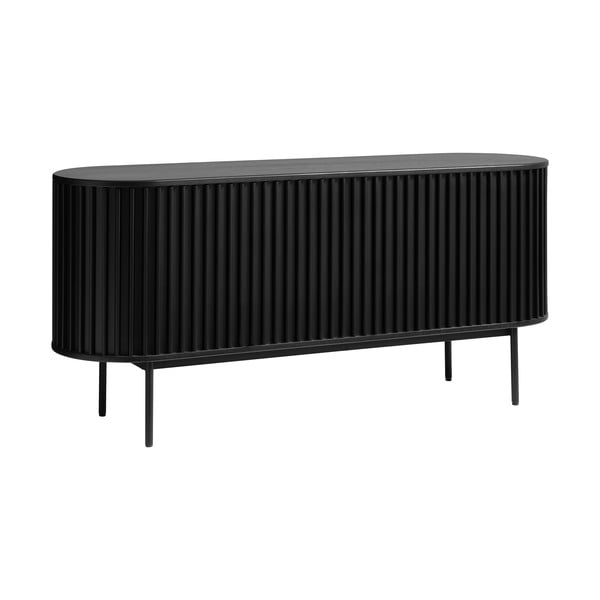 Crna niska komoda u dekoru hrasta s kliznim vratima 73x160 cm Siena – Unique Furniture-image-2