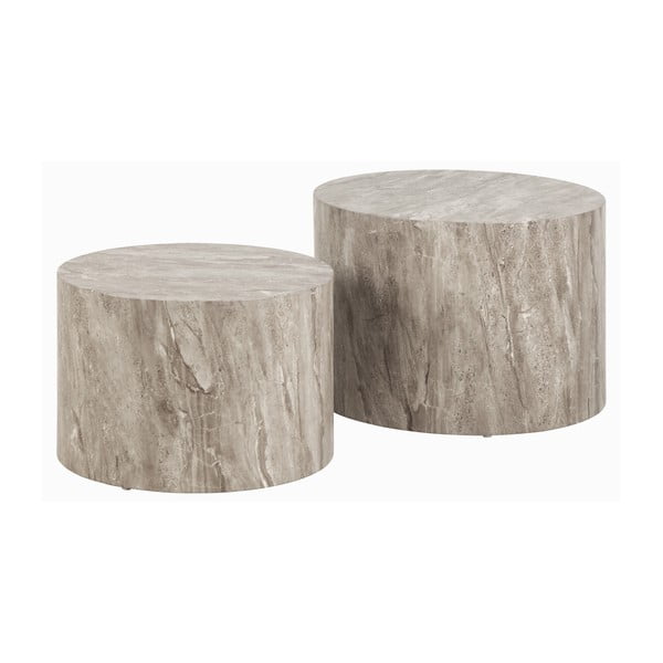 Sivi okrugli stolići za kavu u setu 2 kom u kamenom dekoru ø 58 cm Dice – Actona