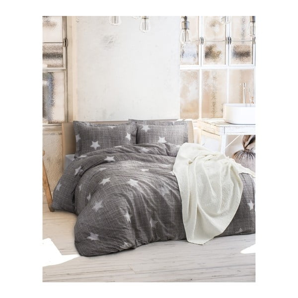 Posteljina s pamučnom posteljinom za bračni krevet Tstar Grey, 200 x 220 cm