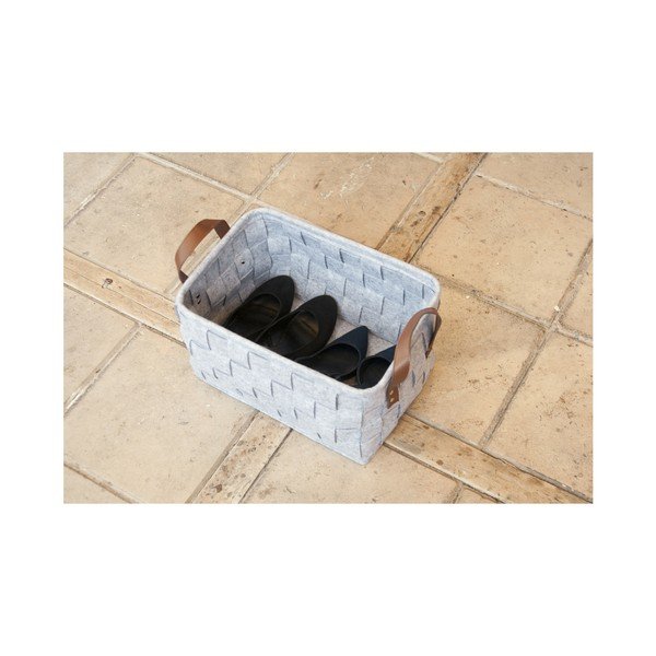 Svijetlo siva košara za odlaganje s kožnim ručkama PT LIVING Spremište, dužina 38 cm-image-4