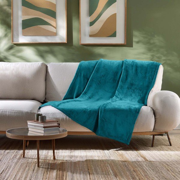 Plava deka od mikroflanela 125x150 cm Flanou – douceur d'intérieur-image-2